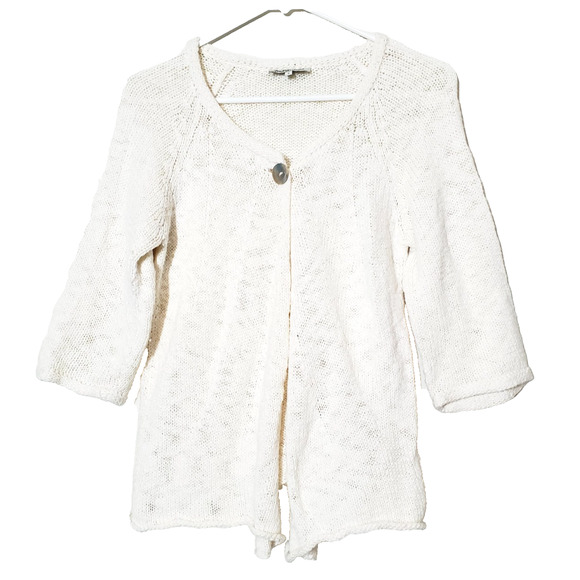 Indigenous Womens Small Sweater ORGANIC COTTON Eco-friendy Cardigan Cream - Picture 1 of 10